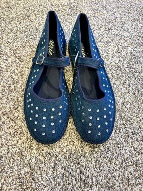Aerie Denim Mary Jane Ballet Flats NWT